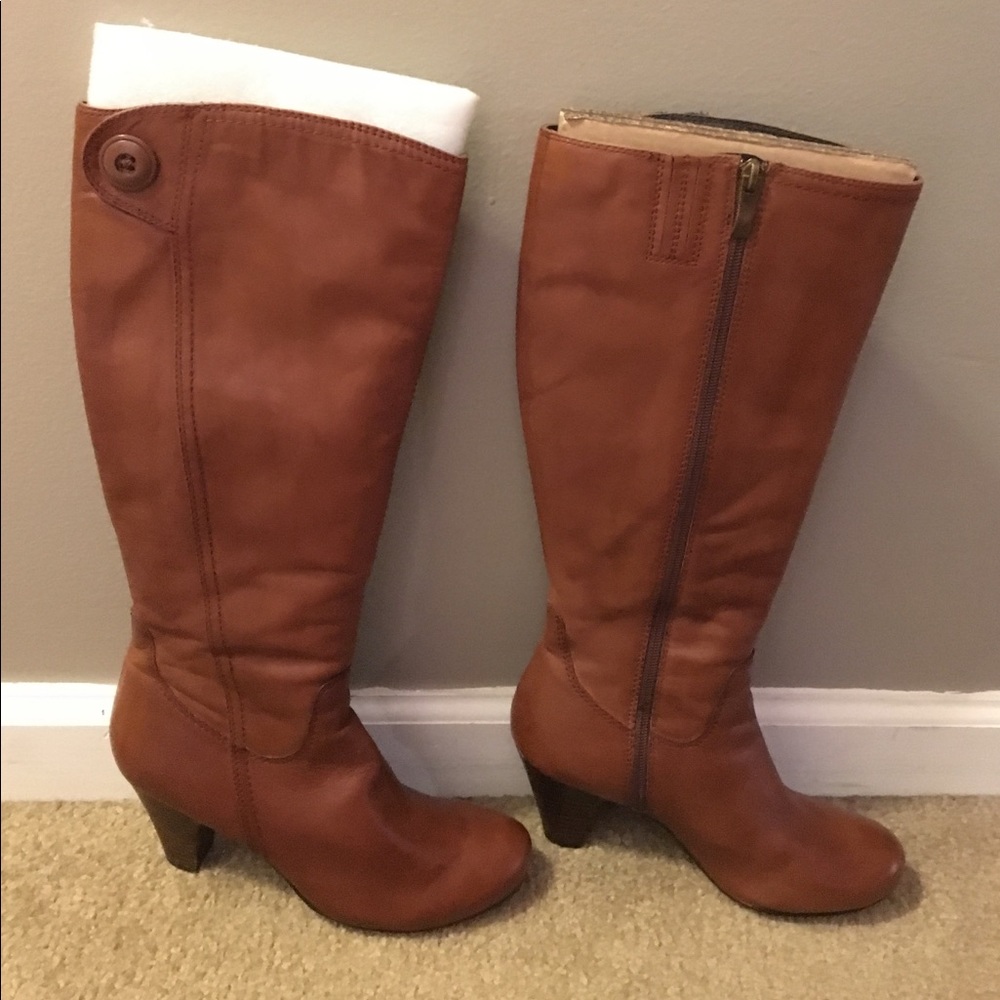 Brown Leather Boots, size 8